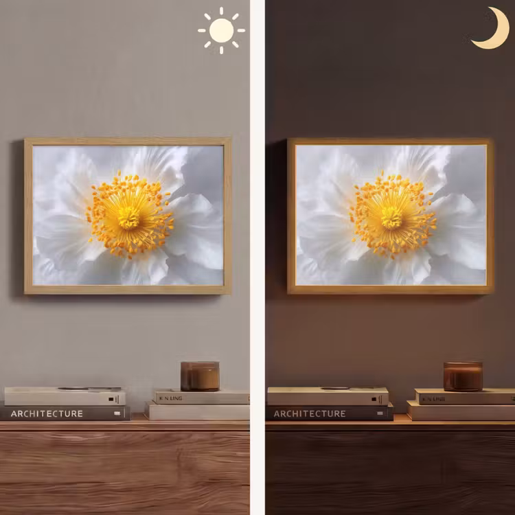 Wit - Bloem - Elegant Light Box met batterij (Wandlamp) middel -sfeer3