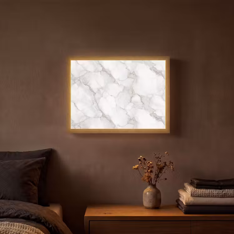 Wit - Marmer - Bruin Light Box met batterij (Wandlamp) middel 907 -sfeer4