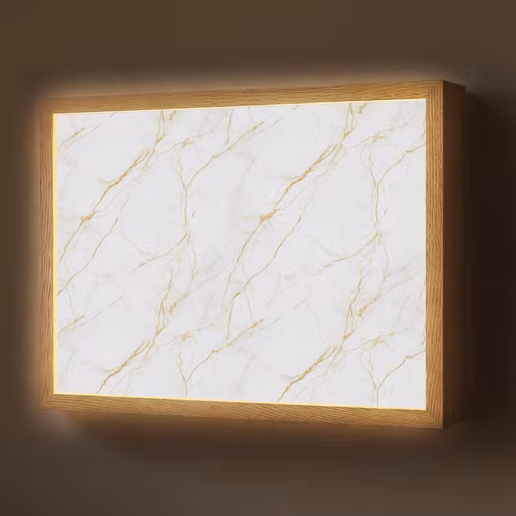 Wit - Marmer - Goud - Luxueus Light Box met batterij (Wandlamp) middel 907 -z3d_website