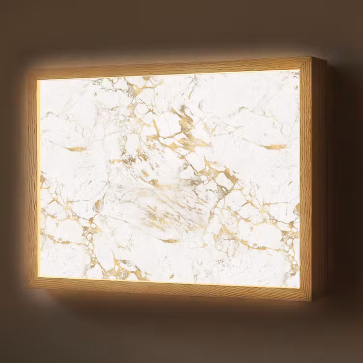 Wit - Marmer - Luxe - Goud Light Box met batterij (Wandlamp) middel 907 -z3d_website