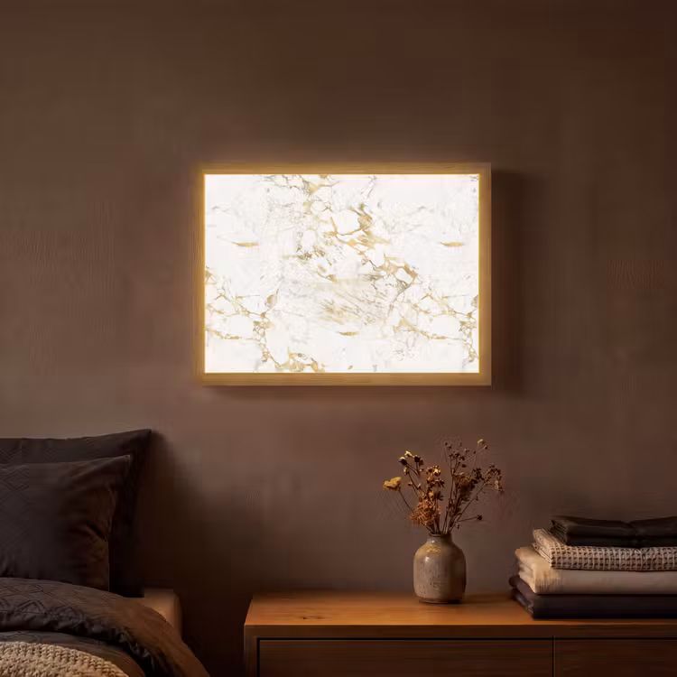 Wit - Marmer - Luxe - Goud Light Box met batterij (Wandlamp) middel 907 -sfeer4