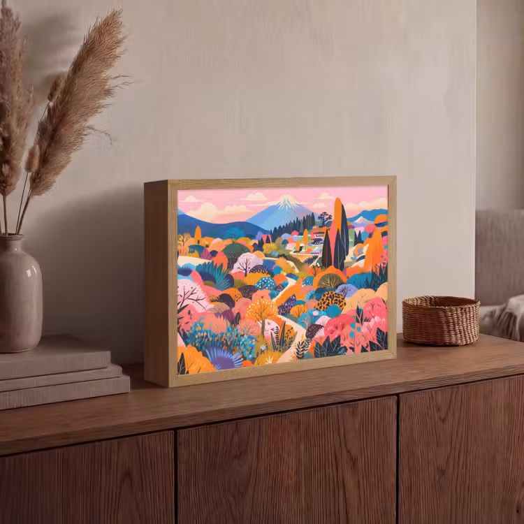 Witte bergtop - Modern - Kleurrijk Light Box met batterij (Wandlamp) middel -sfeer2