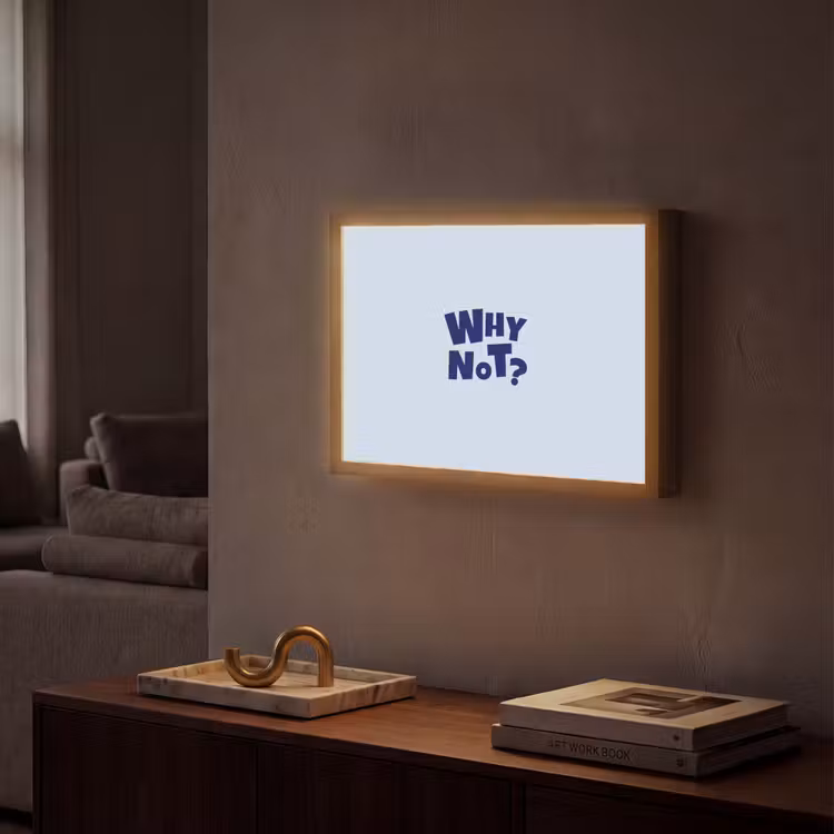Why not - Blauw - Licht blauw - Quote Light Box met batterij (Wandlamp) middel -sfeer1