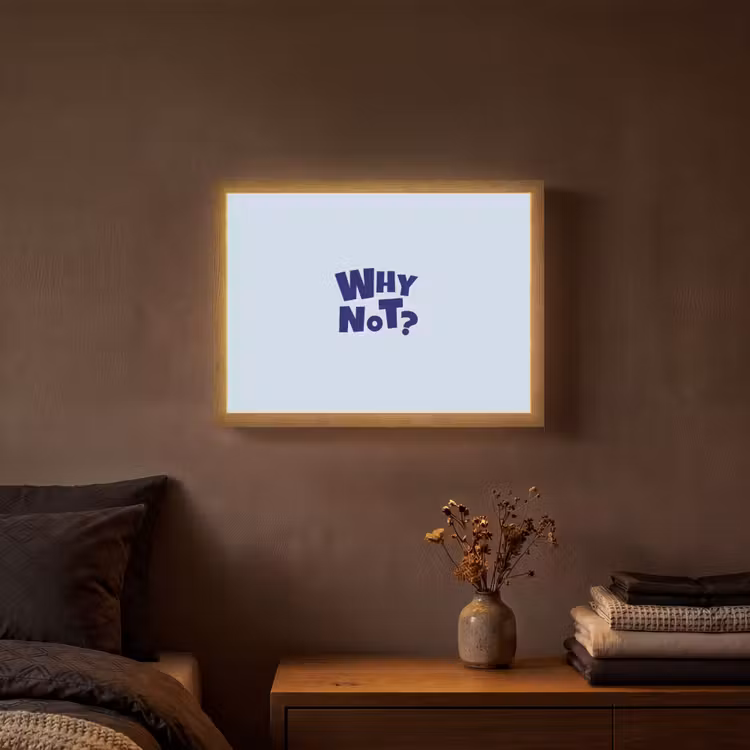 Why not - Blauw - Licht blauw - Quote Light Box met batterij (Wandlamp) middel -sfeer4