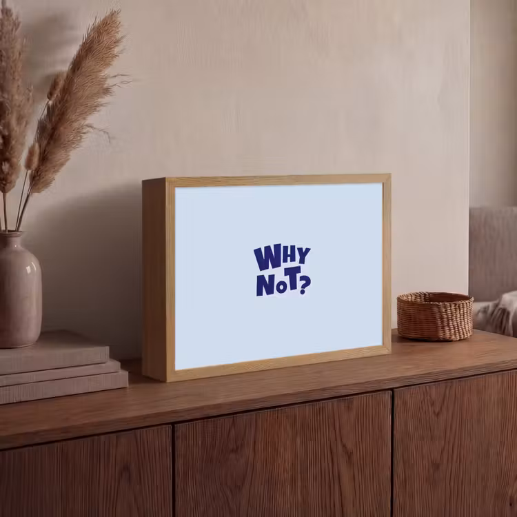 Why not - Blauw - Licht blauw - Quote Light Box met batterij (Wandlamp) middel -sfeer2