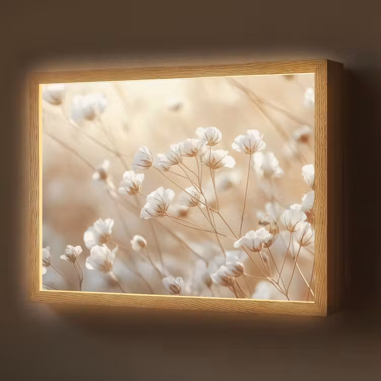 Wilde - Bloemen - Wit Light Box met batterij (Wandlamp) middel -z3d_website