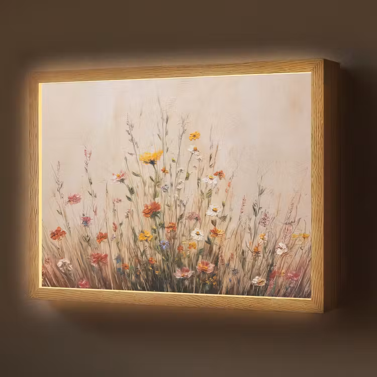 Wilde bloemen - Penseelstreken - Rustgevend Light Box met batterij (Wandlamp) middel -z3d_website