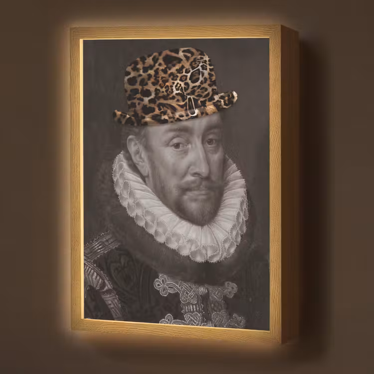 Willem van Oranje - Adriaen Thomasz - Panterprint Light Box met batterij (Wandlamp) middel -z3d_website