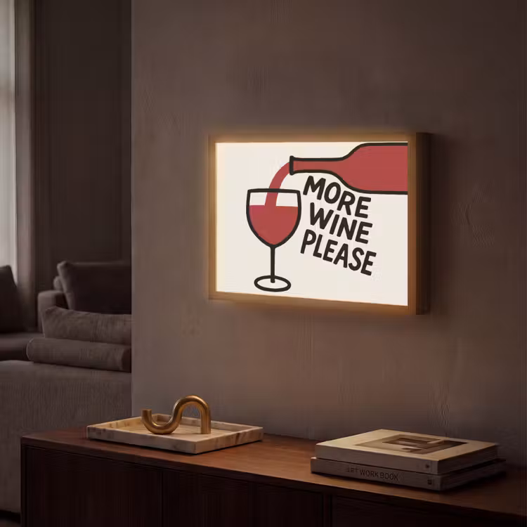 Wijnfles - Quote - Rood - Glas Light Box met batterij (Wandlamp) middel -sfeer1