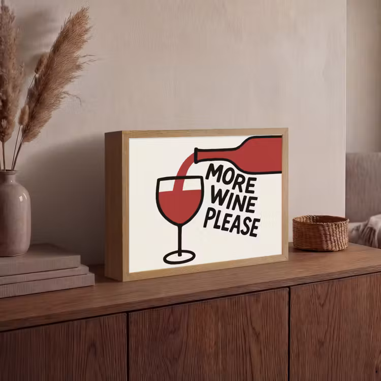 Wijnfles - Quote - Rood - Glas Light Box met batterij (Wandlamp) middel -sfeer2