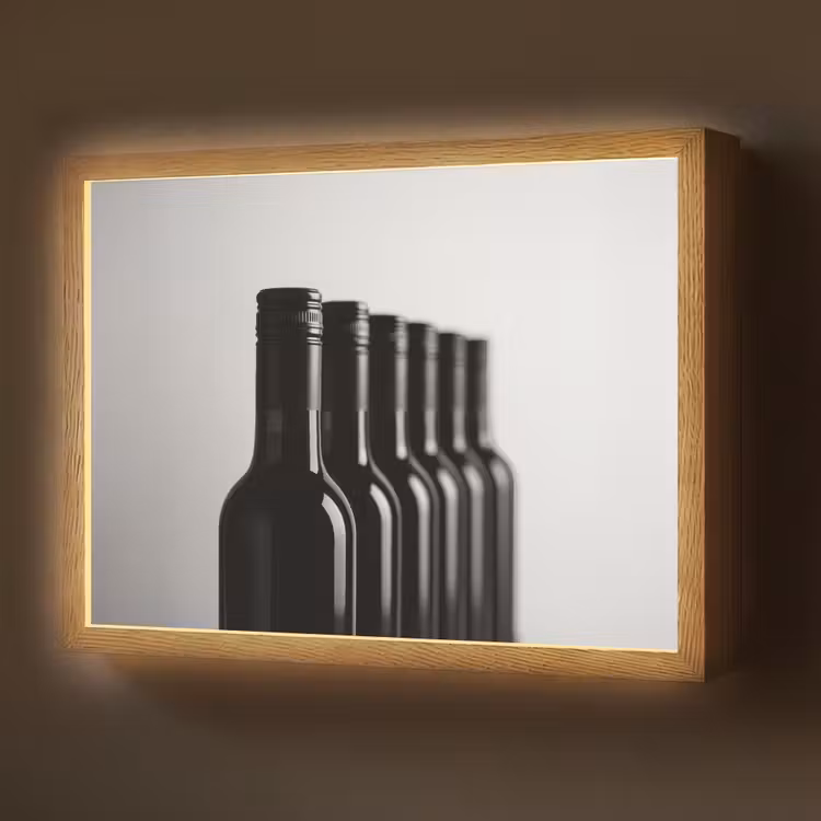 Wijnflessen - Zwart - Minimalistisch Light Box met batterij (Wandlamp) middel -z3d_website