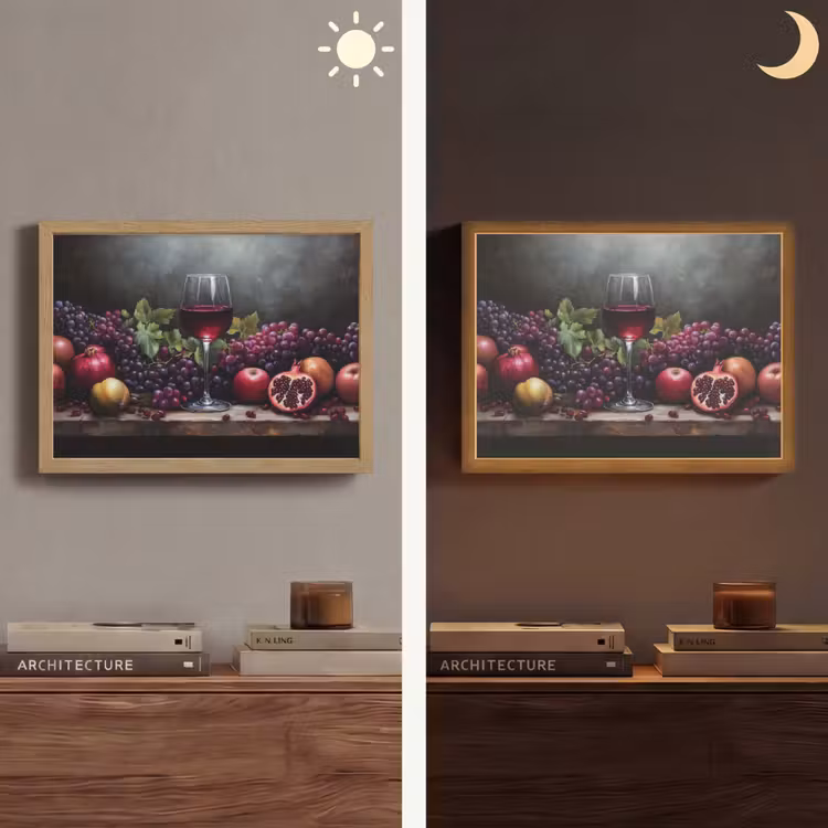 Wijn - Fruit - Stilleven Light Box met batterij (Wandlamp) middel -sfeer3