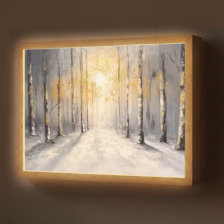 Winter - Abstract - Sneeuw - Natuur - Zon Light Box met batterij (Wandlamp) middel -z3d_website