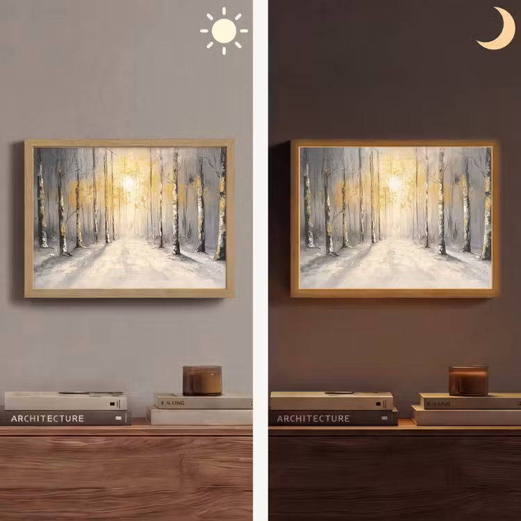 Winter - Abstract - Sneeuw - Natuur - Zon Light Box met batterij (Wandlamp) middel -sfeer3
