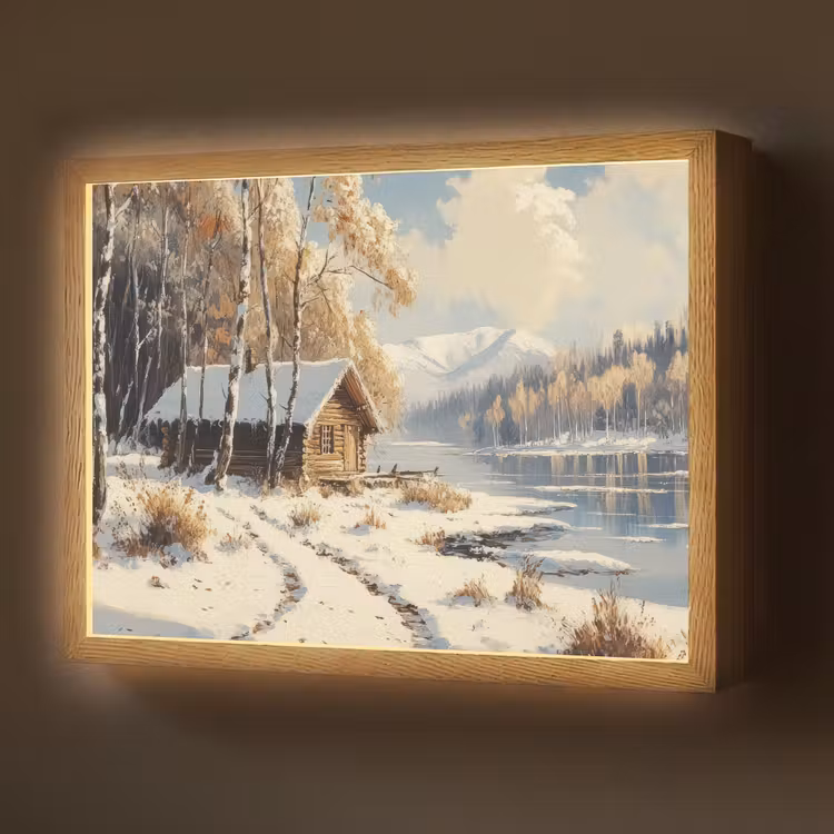 Winter - Sneeuw - Huis - Natuur Light Box met batterij (Wandlamp) middel -z3d_website