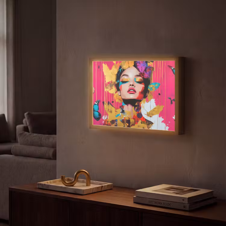 Vrouw - Abstract - Kleurrijk Light Box met batterij (Wandlamp) middel -sfeer1