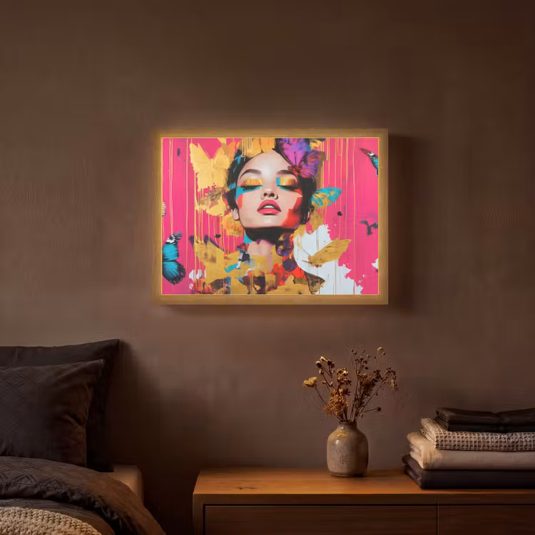 Vrouw - Abstract - Kleurrijk Light Box met batterij (Wandlamp) middel -sfeer4