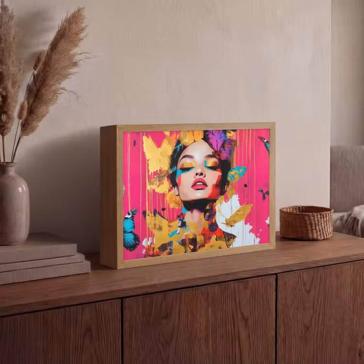 Vrouw - Abstract - Kleurrijk Light Box met batterij (Wandlamp) middel -sfeer2