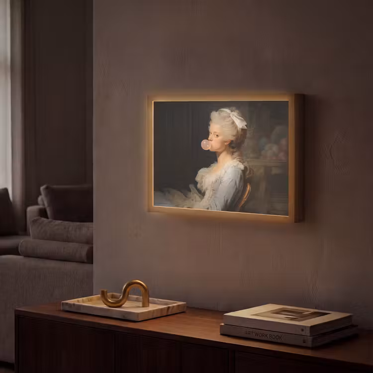 Vrouw - Barokjurk - Kauwgom Light Box met batterij (Wandlamp) middel -sfeer1