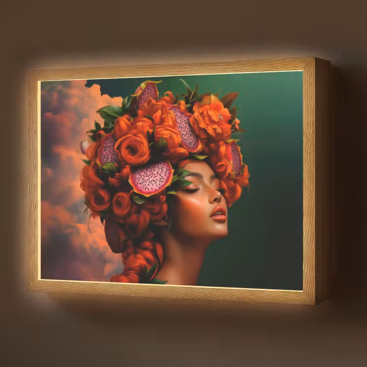 Vrouw - Drankenfruit - Rozen Light Box met batterij (Wandlamp) middel -z3d_website