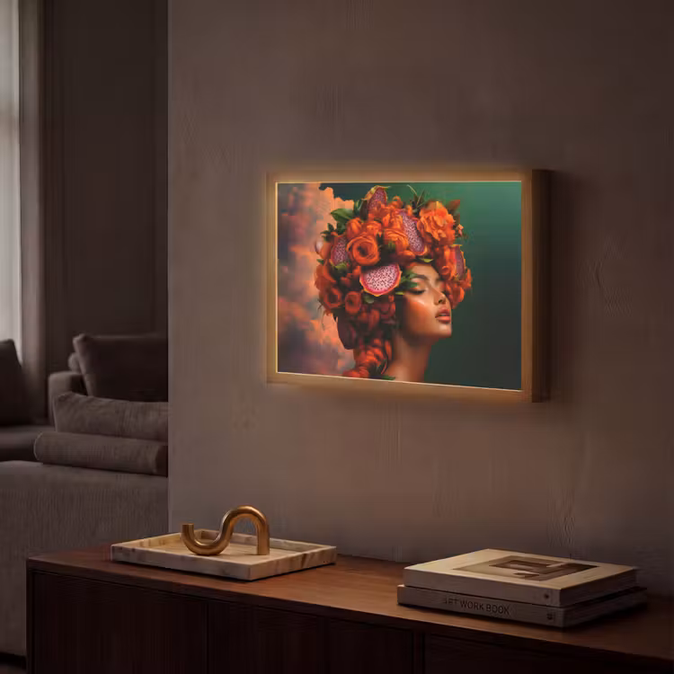 Vrouw - Drankenfruit - Rozen Light Box met batterij (Wandlamp) middel -sfeer1