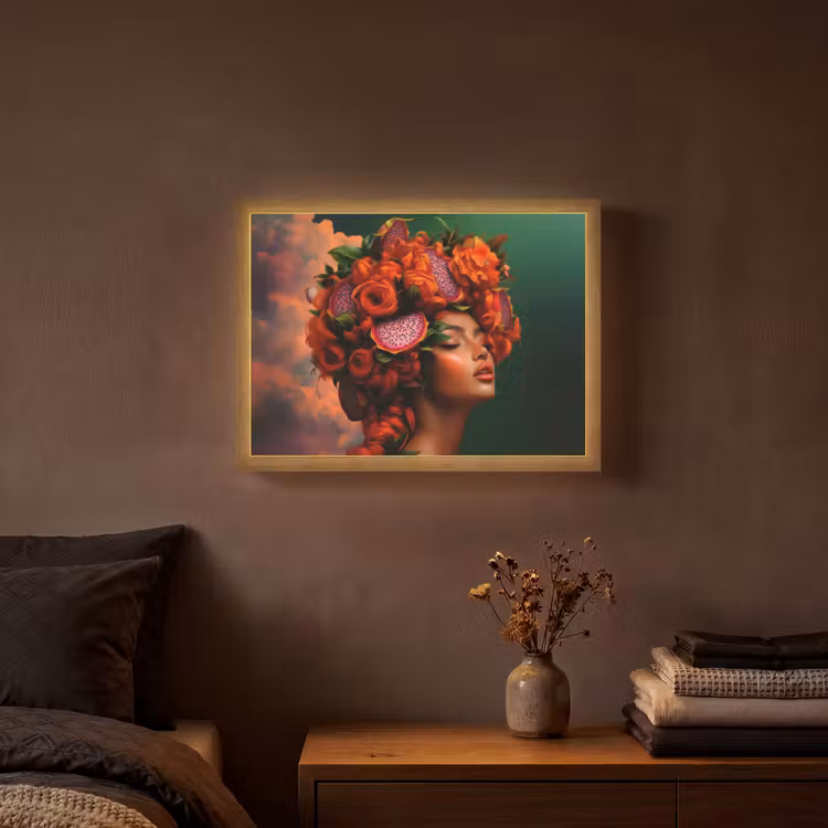 Vrouw - Drankenfruit - Rozen Light Box met batterij (Wandlamp) middel -sfeer4