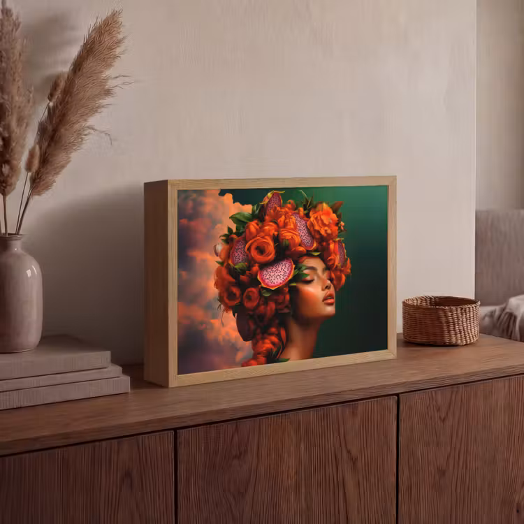Vrouw - Drankenfruit - Rozen Light Box met batterij (Wandlamp) middel -sfeer2