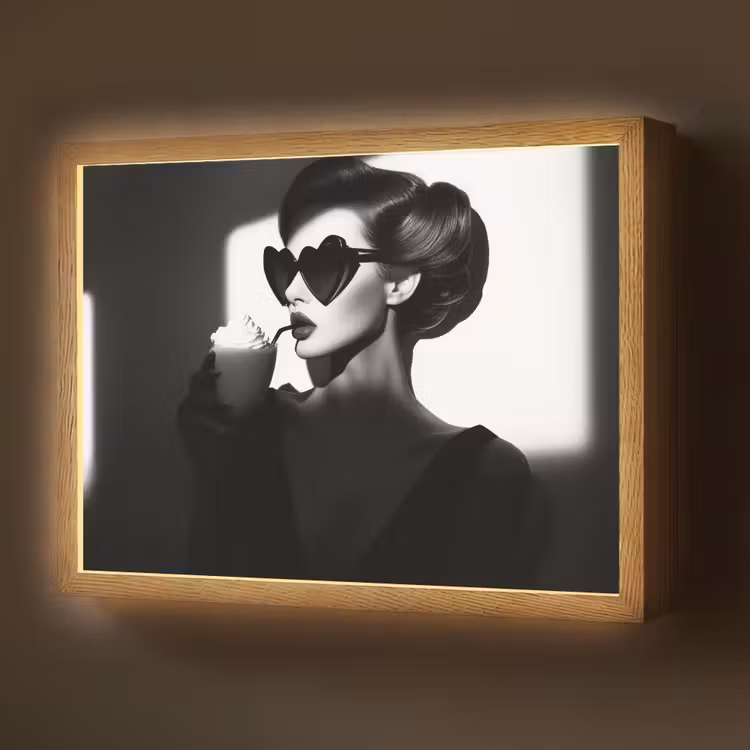 Vrouw - Zwart - Hart Light Box met batterij (Wandlamp) middel -z3d_website