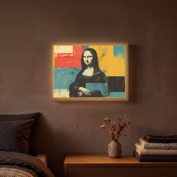 Vrouw - Kleurvlakken - Klassieke schilderkunst Light Box met batterij (Wandlamp) middel -sfeer4