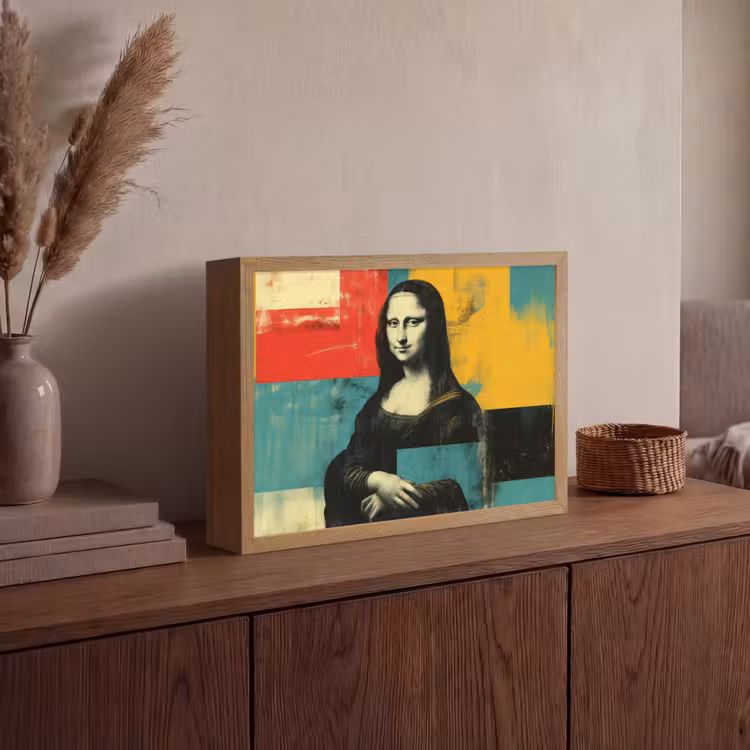 Vrouw - Kleurvlakken - Klassieke schilderkunst Light Box met batterij (Wandlamp) middel -sfeer2