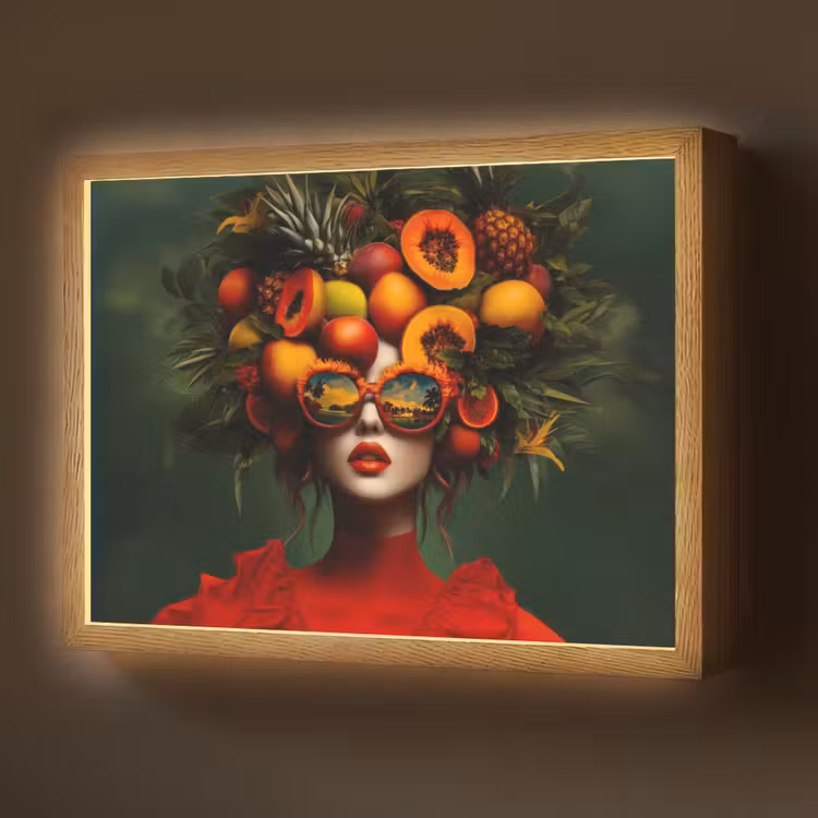 Vrouw - Vruchten - Papaja - Ananas Light Box met batterij (Wandlamp) middel -z3d_website