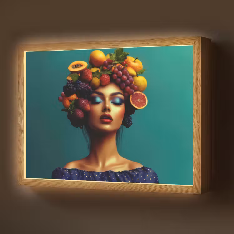Vrouw - Hoodtooi - Tropisch - Fruit - Druiven Light Box met batterij (Wandlamp) middel -z3d_website