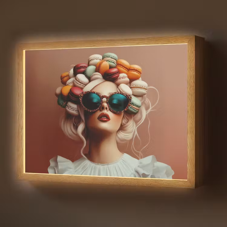 Vrouw - Macarons - Bril Light Box met batterij (Wandlamp) middel -z3d_website