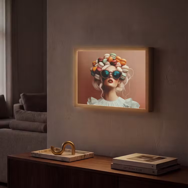 Vrouw - Macarons - Bril Light Box met batterij (Wandlamp) middel -sfeer1