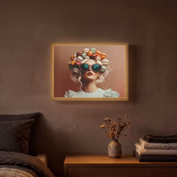 Vrouw - Macarons - Bril Light Box met batterij (Wandlamp) middel -sfeer4