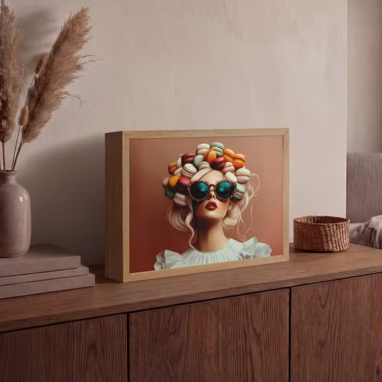 Vrouw - Macarons - Bril Light Box met batterij (Wandlamp) middel -sfeer2