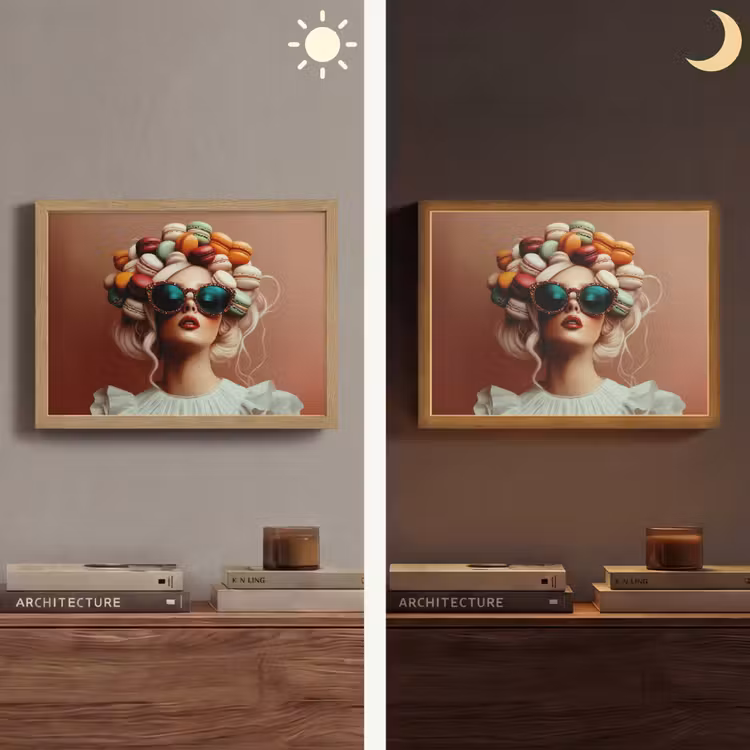 Vrouw - Macarons - Bril Light Box met batterij (Wandlamp) middel -sfeer3