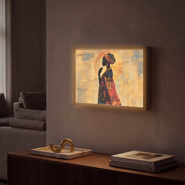 Vrouw - Silhouet - Patronen - Sierlijk Light Box met batterij (Wandlamp) middel -sfeer1