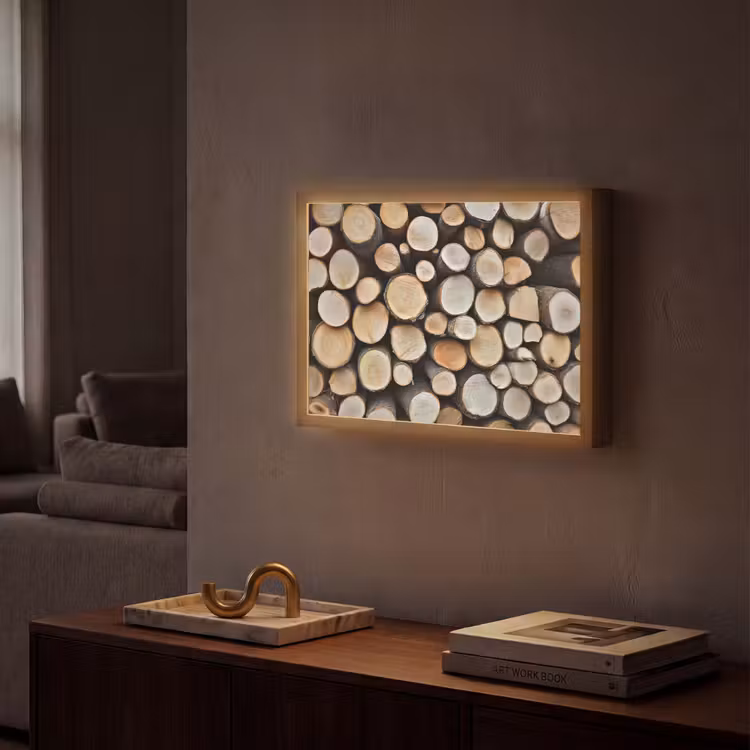 Hout - Boomstammen - Textuur Light Box met batterij (Wandlamp) middel -sfeer1