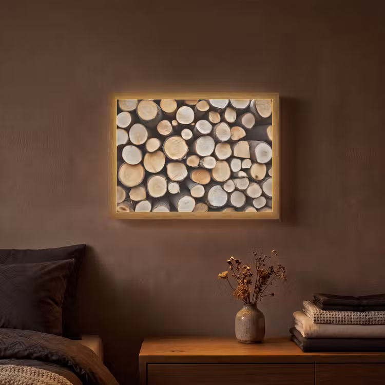 Hout - Boomstammen - Textuur Light Box met batterij (Wandlamp) middel -sfeer4