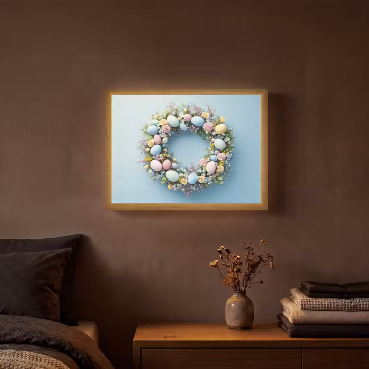 Krans - Eieren - Bloemen Light Box met batterij (Wandlamp) middel -sfeer4