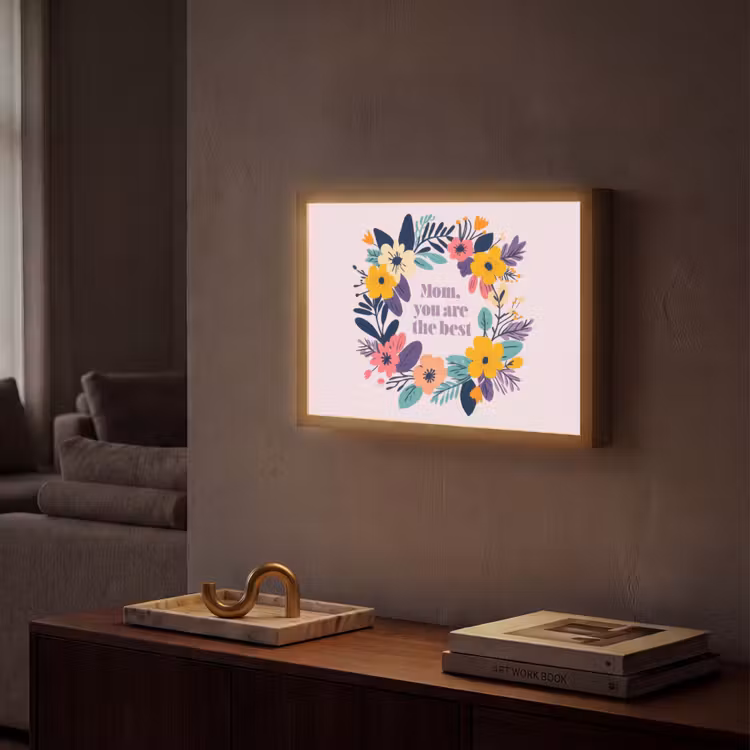 Bloemenkrans - Kleurrijk - Moeder Light Box met batterij (Wandlamp) middel -sfeer1