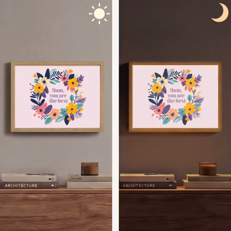 Bloemenkrans - Kleurrijk - Moeder Light Box met batterij (Wandlamp) middel -sfeer3