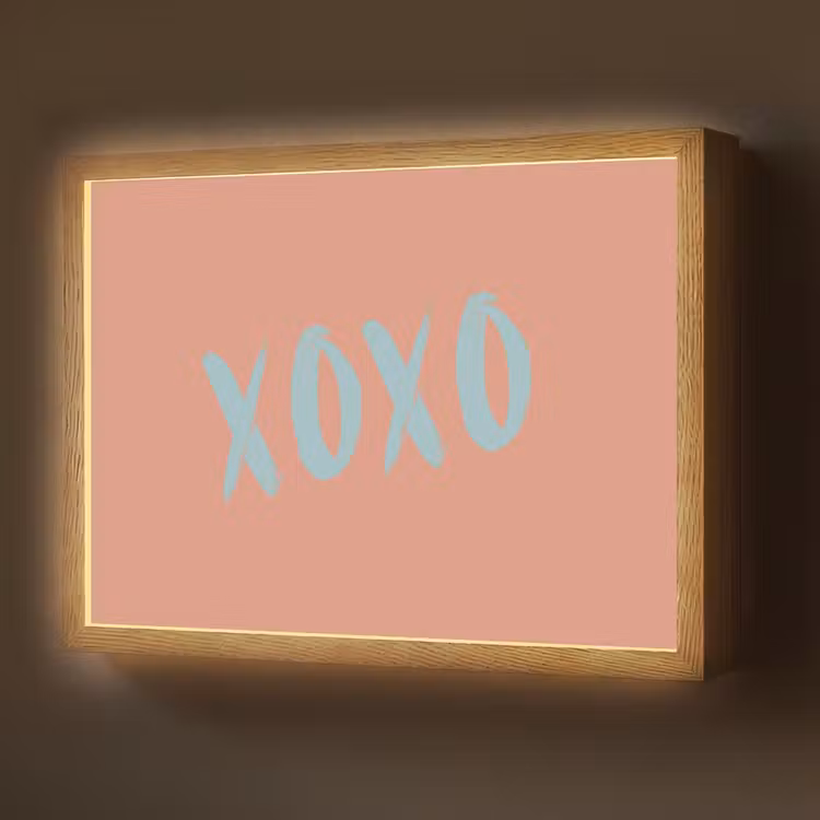 XOXO - Blauw - Perzikkleur Light Box met batterij (Wandlamp) middel -z3d_website