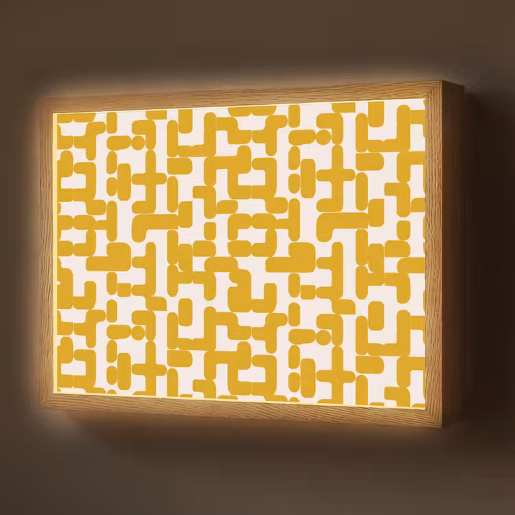 Geel - Beige - Patroon Light Box met batterij (Wandlamp) middel 907 -z3d_website