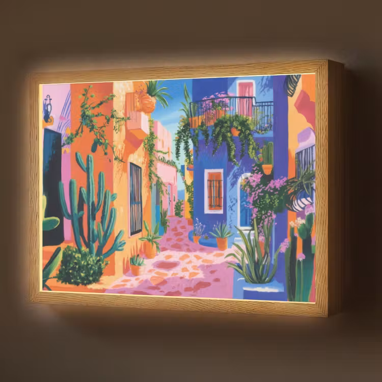 Geel - Blauw - Oranje - Huis Light Box met batterij (Wandlamp) middel -z3d_website