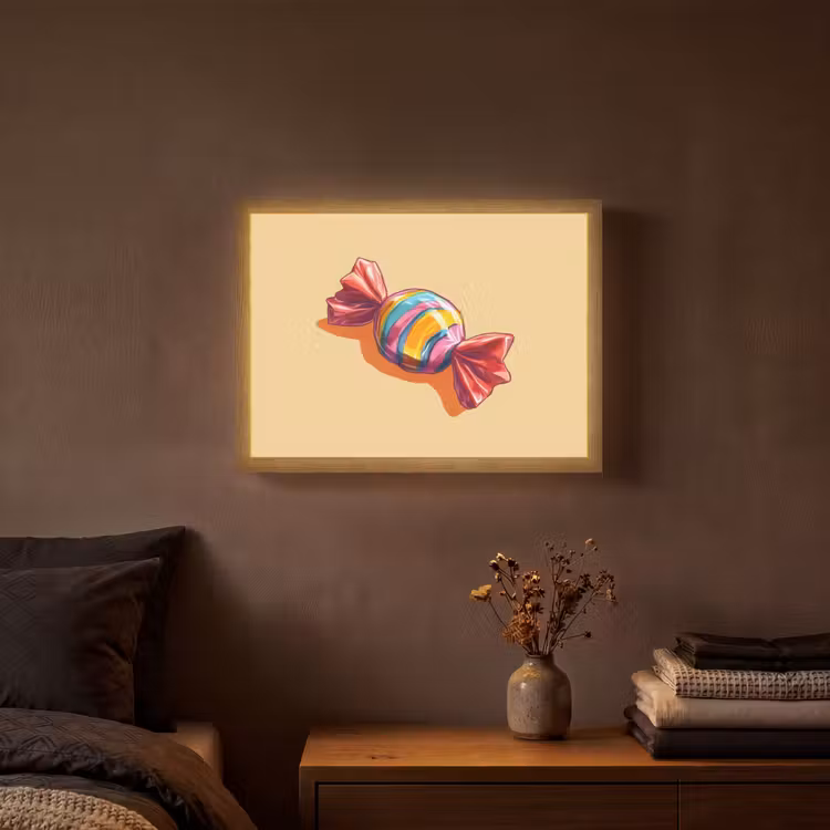 Geel - Snoep - Kleur Light Box met batterij (Wandlamp) middel -sfeer4