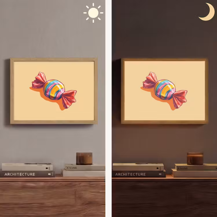Geel - Snoep - Kleur Light Box met batterij (Wandlamp) middel -sfeer3