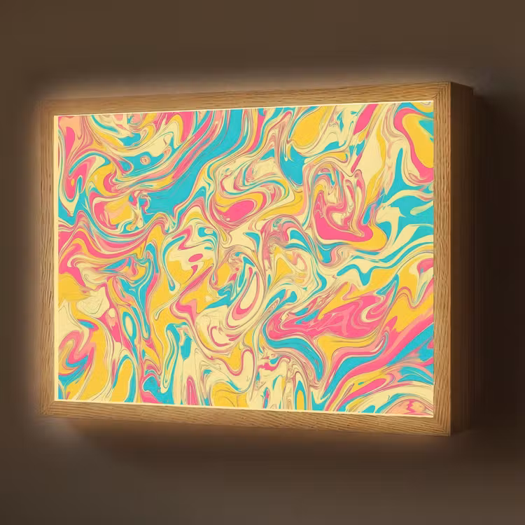 Geel - Roze - Blauw - Retro Light Box met batterij (Wandlamp) middel -z3d_website