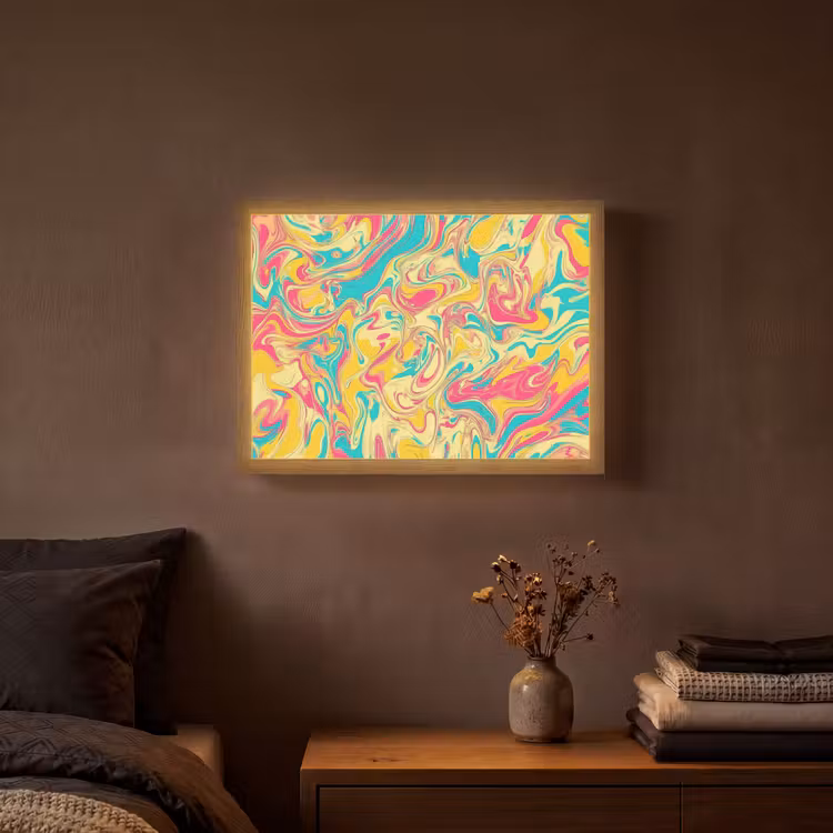 Geel - Roze - Blauw - Retro Light Box met batterij (Wandlamp) middel -sfeer4